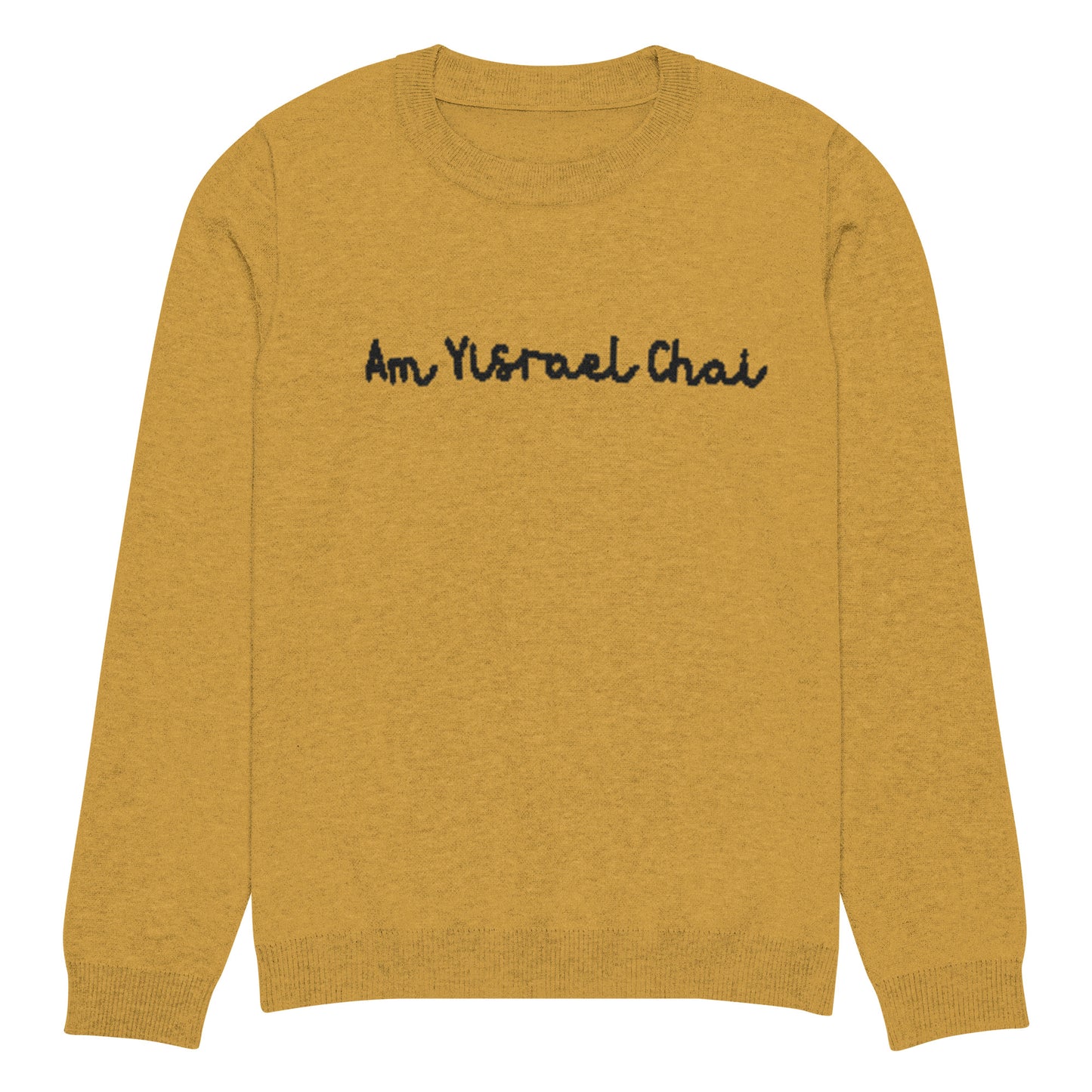 Am Yisrael Chai Knitted crew neck sweater - Mustard