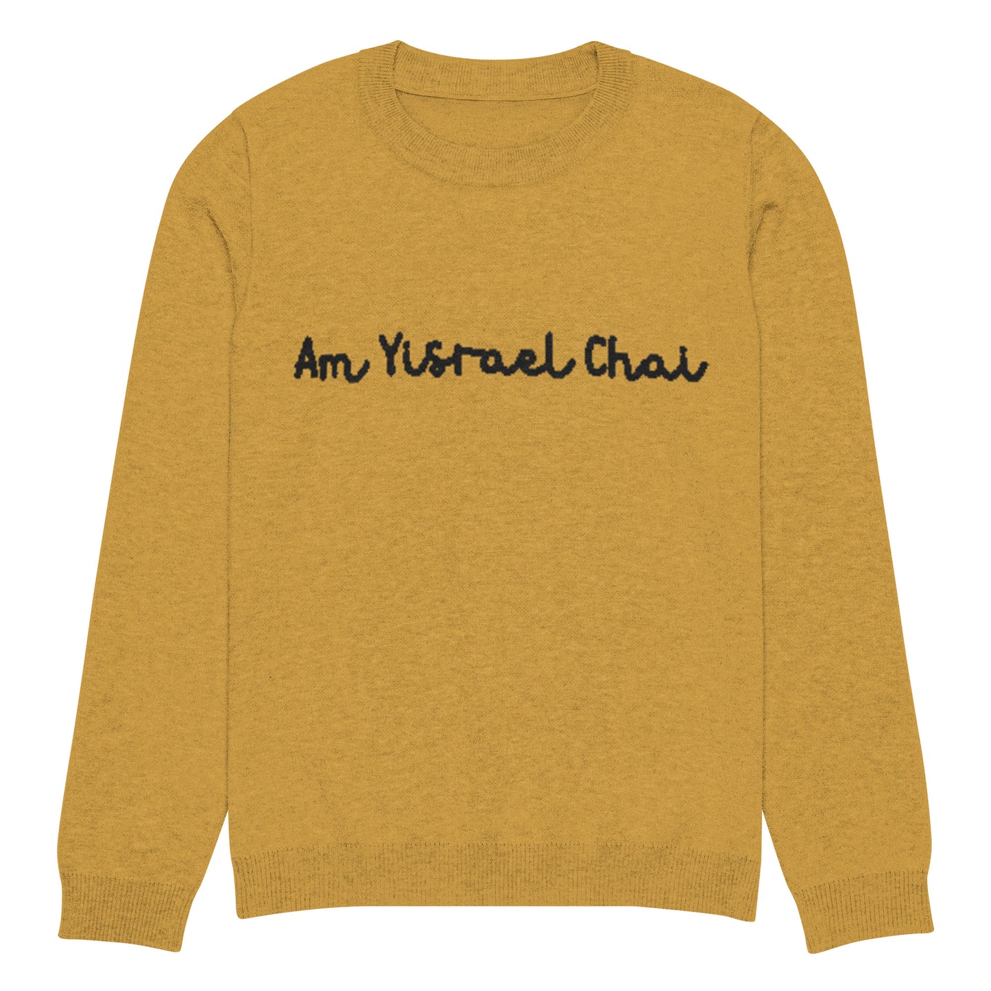 Am Yisrael Chai Knitted crew neck sweater - Mustard