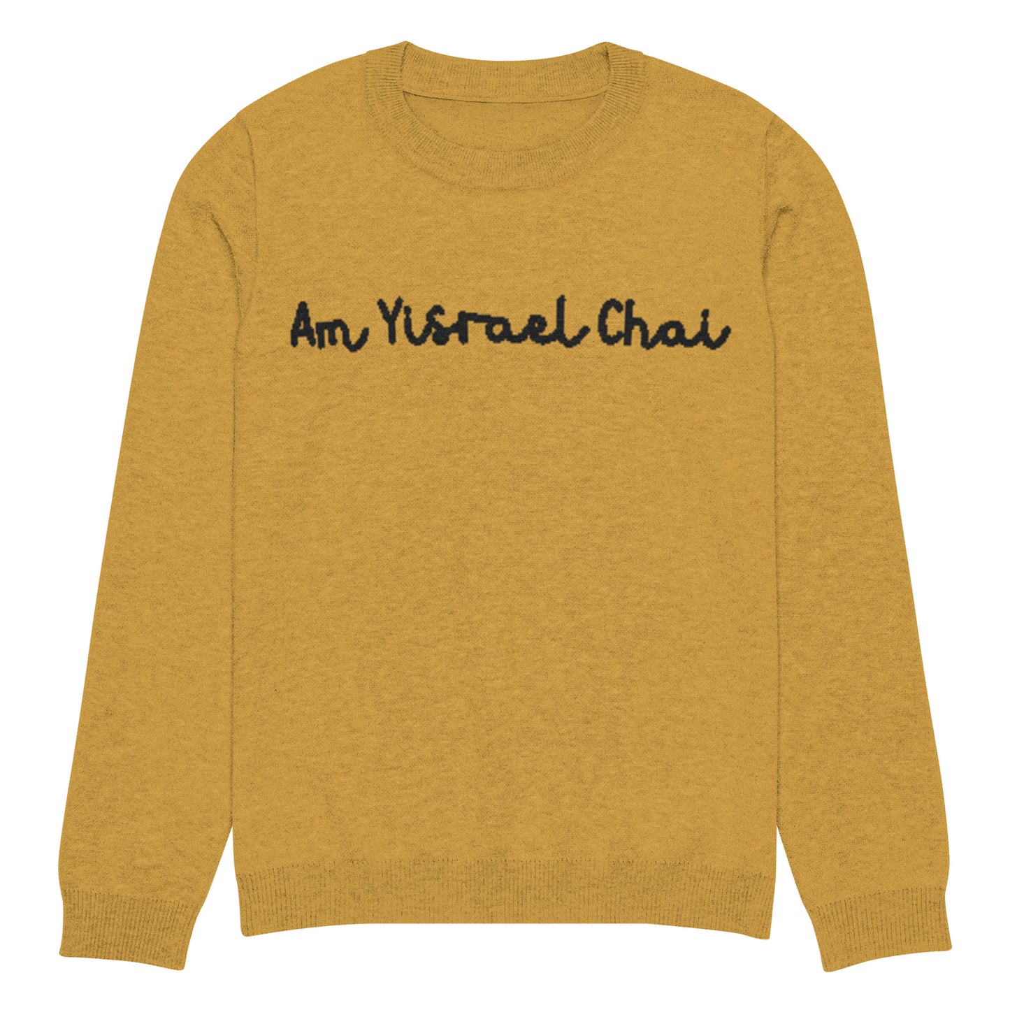 Am Yisrael Chai Knitted crew neck sweater - Mustard